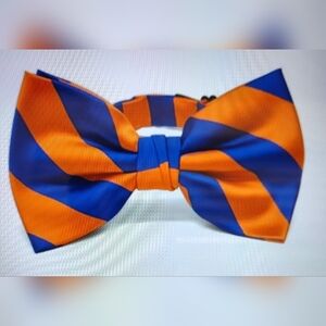 MEN'S PREPPY STRIPED 🧡💙 ORANGE & ROYAL BLUE ADJUSTABLE BOWTIE FORMAL or FUN
